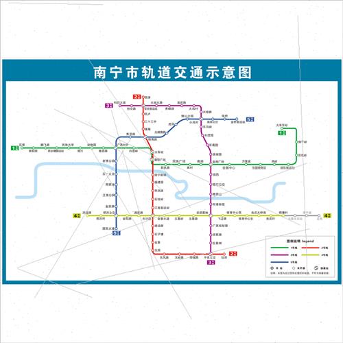 新版广西南宁市地铁换乘线路图海报轨道交通图规划图定制墙贴挂画