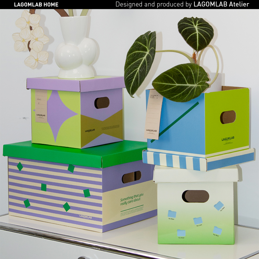 LAGOMLAB图案印花收纳盒纸箱设计感带分层桌面整理搬家装饰纸