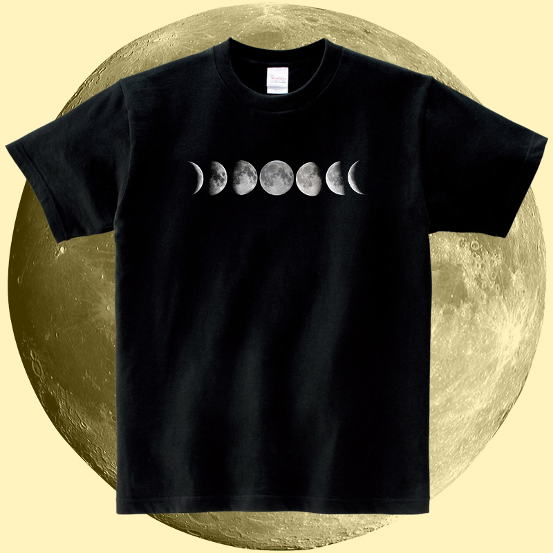 新品月球月亮T恤阴晴圆缺月蚀moon月牙宇宙太空上衣纯棉短袖tee