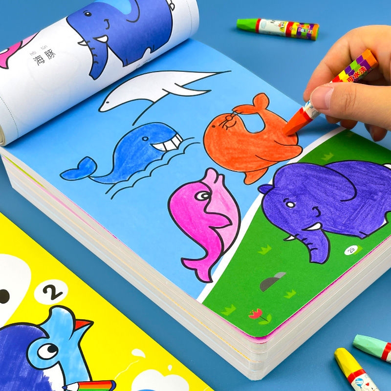 儿童幼儿简笔画入门动物蔬菜涂鸦绘画册画画本2-4-5-6-8涂色蜡笔