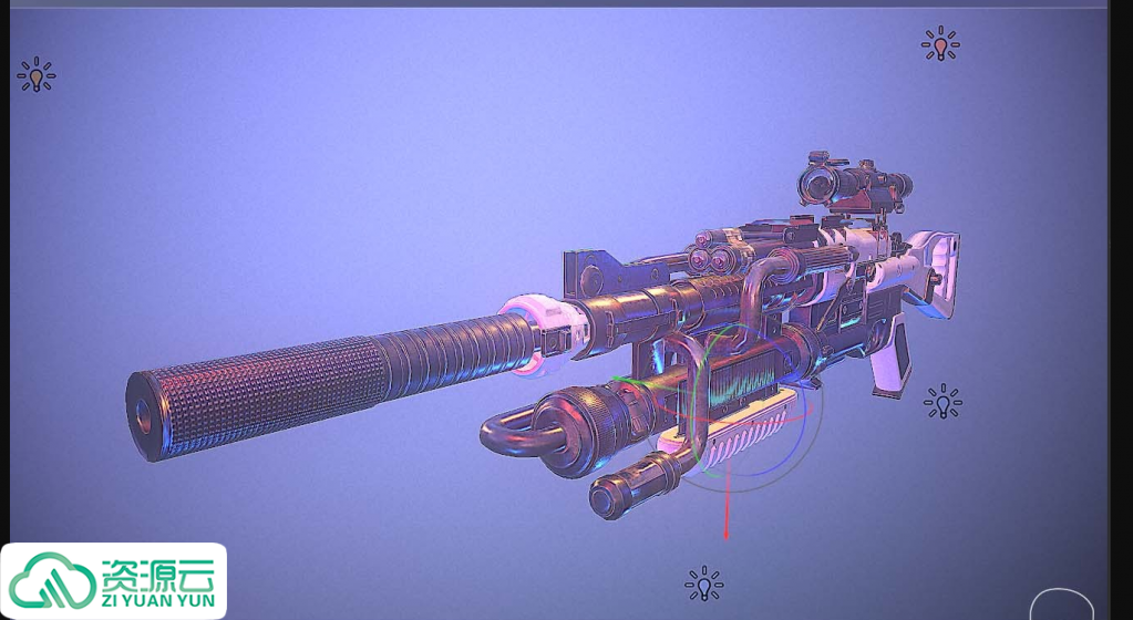 [3D资源] 精致细腻的次时代PBR科幻狙击枪 Fbx 3dmax模型学习资源