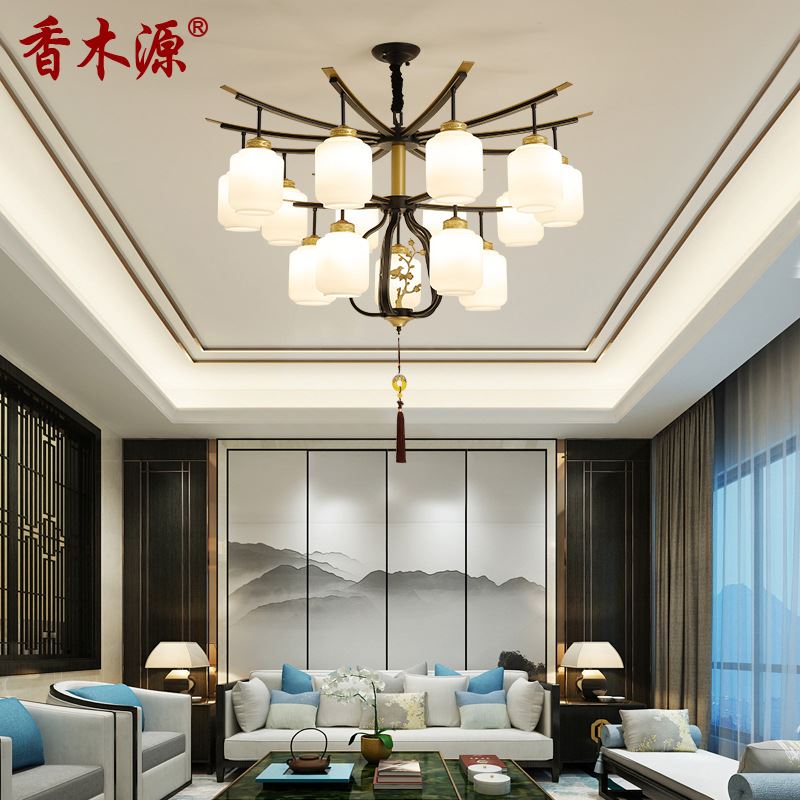 新中式吊灯客厅灯2021年新款中国风现代餐厅别墅复式楼灯具3018