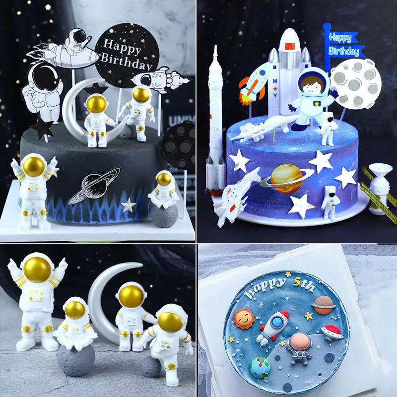 网红太空宇航员系列生日蛋糕装饰树脂摆件航天宇宙星空蛋糕装扮