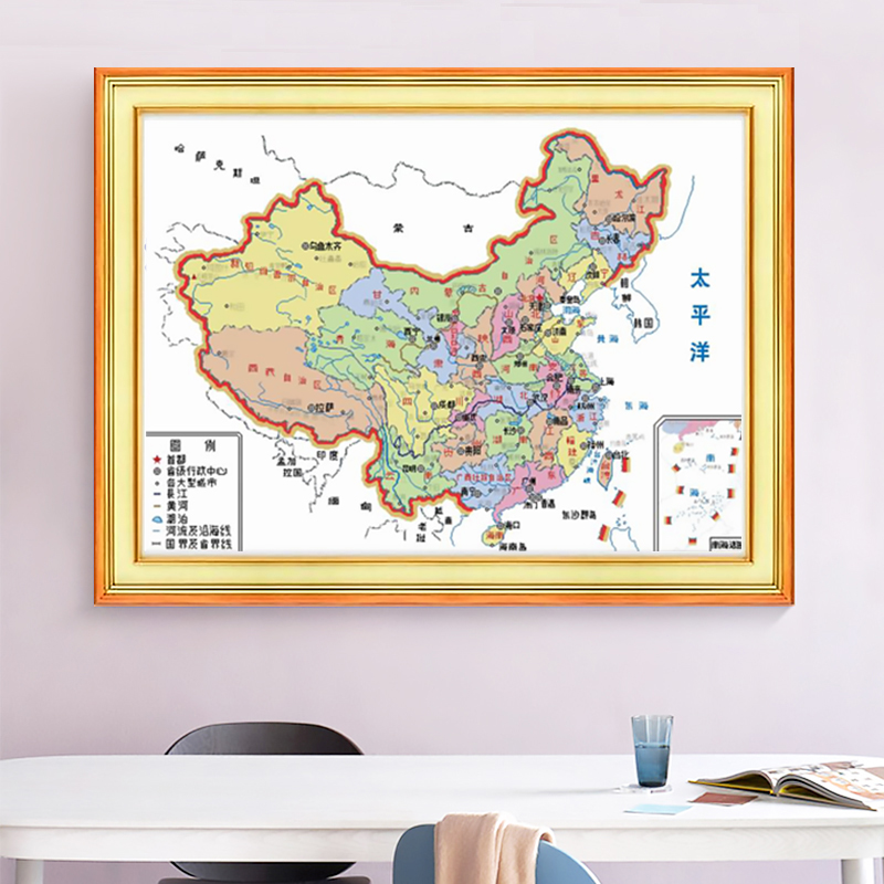 中国地图十字绣2023新款线绣客厅办公室高端大气中国风简单手工绣