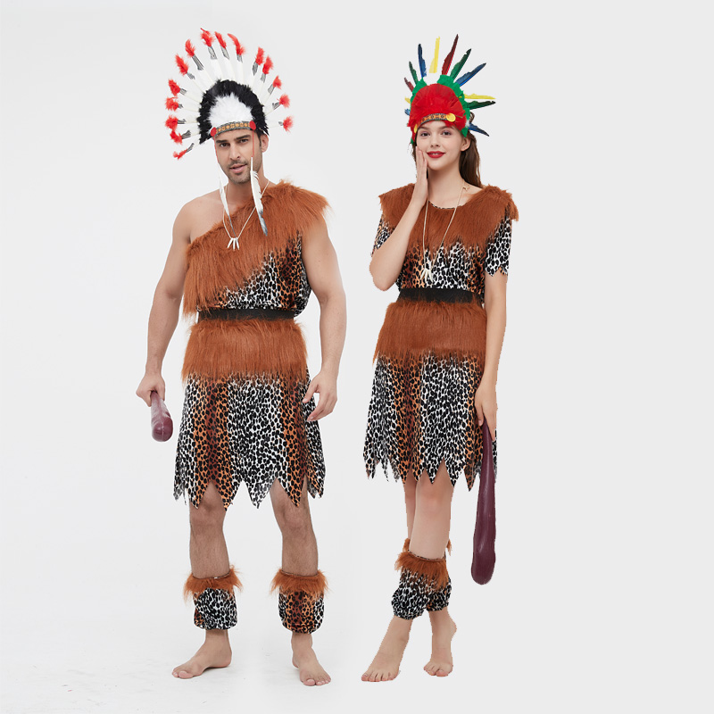 野人服装成人原始猎人印第安人后羿服装男女非洲鼓演出服奇装异服