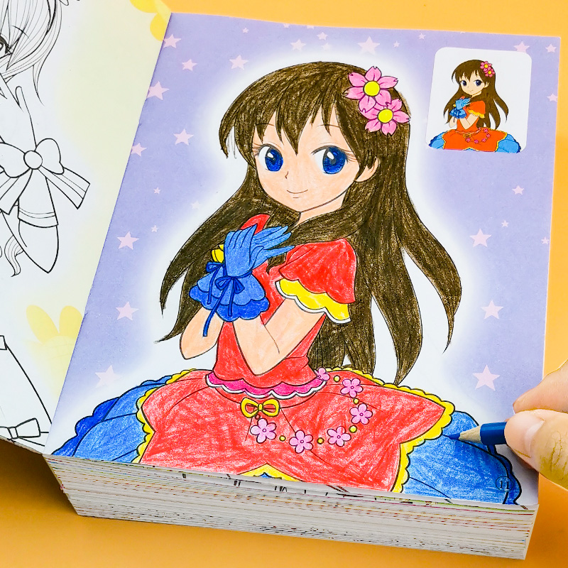 公主涂色画本绘画册幼儿园画画书益智儿童手绘涂鸦图画本宝宝填色