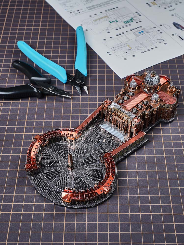爱拼 金属DIY建筑拼装模型玩具3D免胶立体拼图梵蒂冈圣彼得大教堂