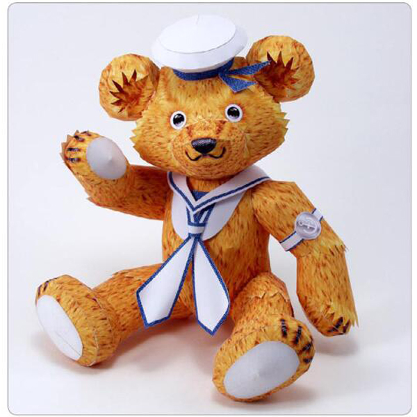 水手熊卡通可动娃娃熊3d立体纸模型DIY手工制作儿童折纸益智玩具