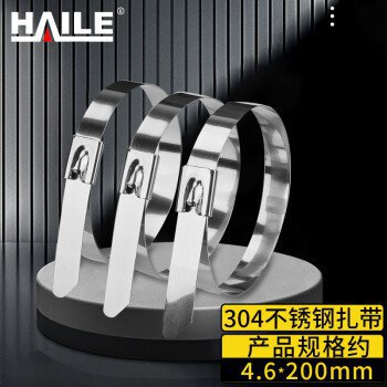 海乐(HAILE)304不锈钢扎带 自锁式 GD-200-100 (宽*长)4.6*200mm