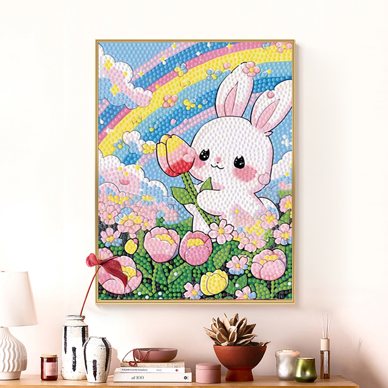兔子钻石画2024新款贴画卡通卧室客厅儿童手工简单diy砖石十字绣