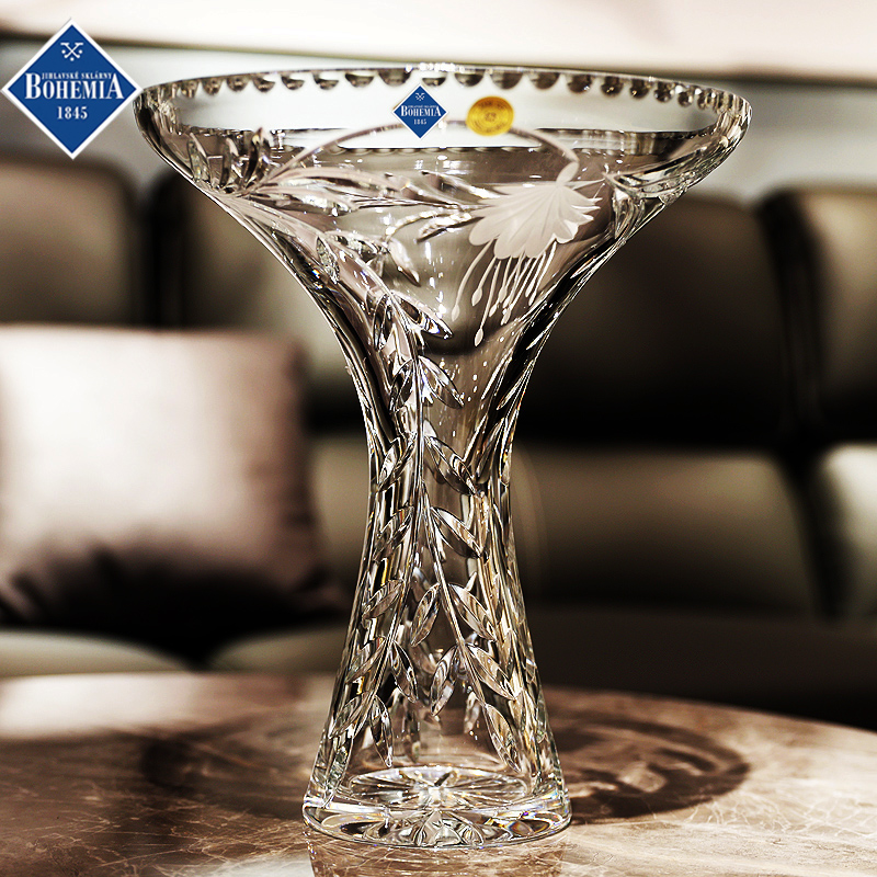 捷克BOHEMIA进口真正的水晶24%PBO欧式餐桌客厅干花花瓶摆件礼品