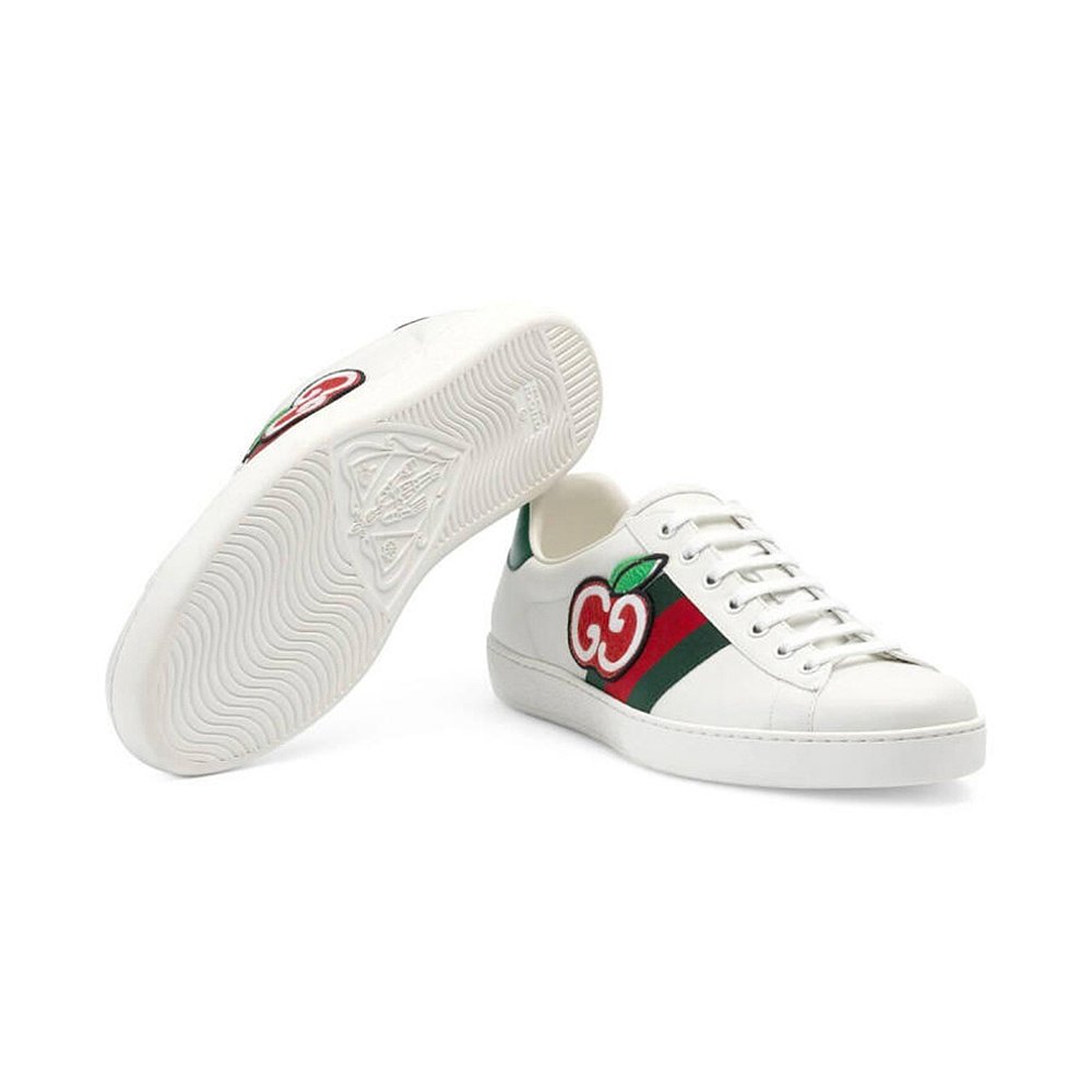 GucciGUCCI 古驰 Ace系列双G苹果刺绣白色休闲/运动鞋男士板鞋