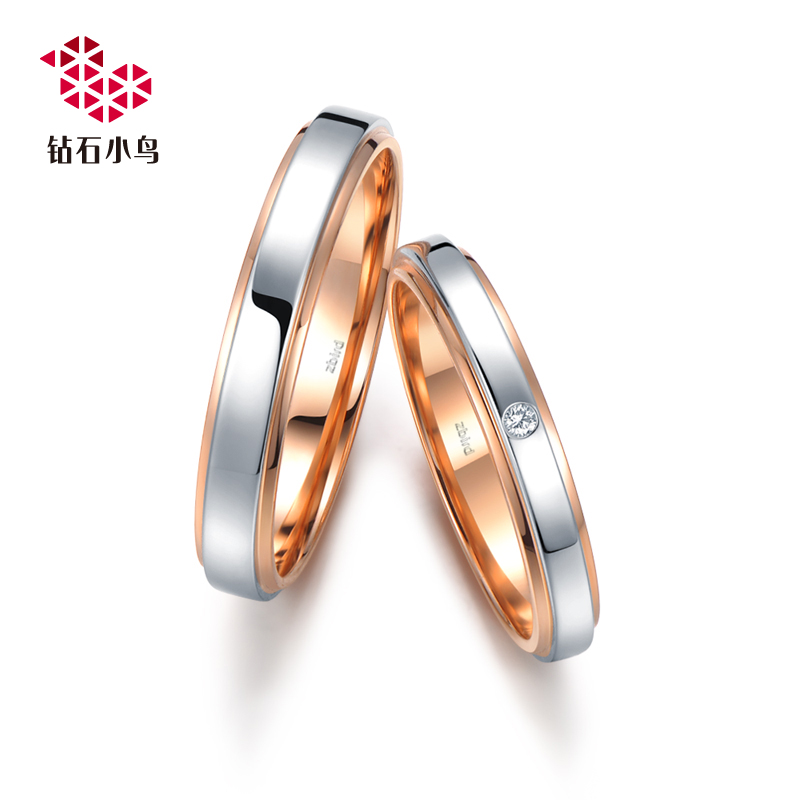 铂950+18K金双材质钻石戒指结婚对戒男女-HANA包容-RAZ08-RBZ08