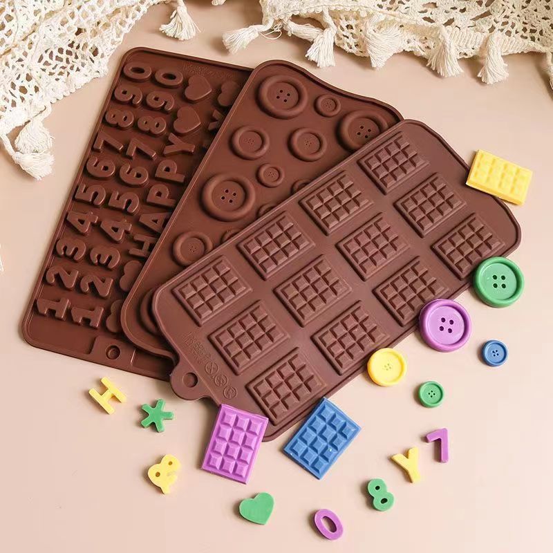 蛋糕装饰巧克力模具硅胶华尔夫模数字字母方格生日配饰翻糖手工