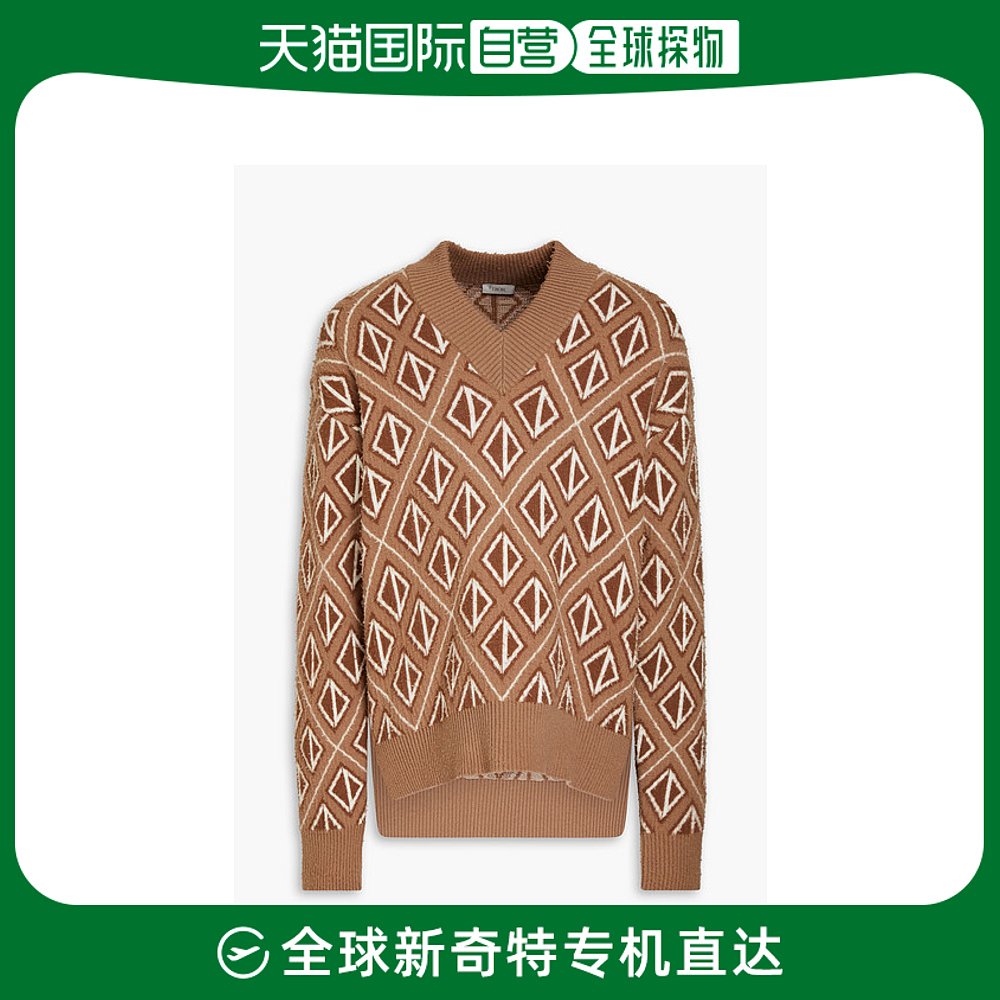 香港直邮Dior Homme 男士提花针织羊毛羊绒混纺毛衣