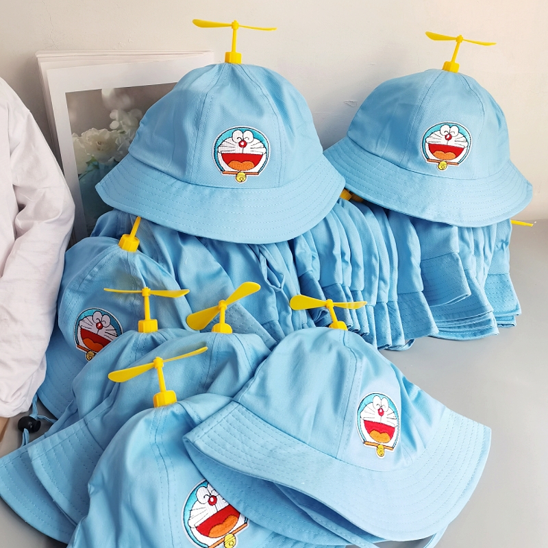 儿童渔夫帽竹蜻蜓帽子叮当卡通帽子男童女童春夏薄款防晒遮阳帽