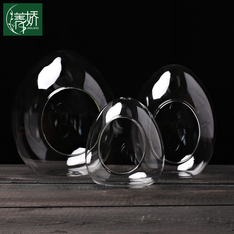 厂家直销蛋型瓶子 微景观玻璃花瓶透明插花干花居家客厅桌面花器