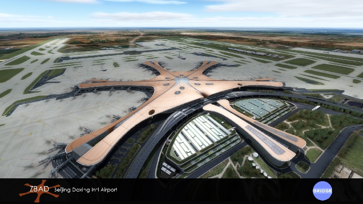 飞机哥zbad北京大兴国际机场新候机楼高清地景p3dv4 gsx模拟飞行