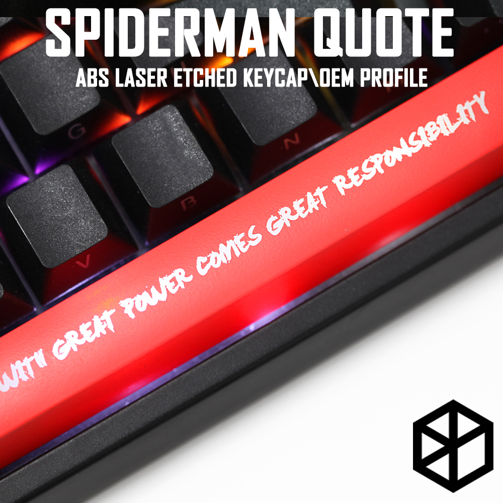机械键盘个性透光键帽红黑大键位空格蜘蛛侠名言能力越大责任越大