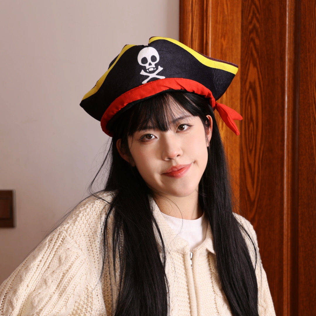 可爱搞怪均码骷髅帽海盗船长头套帽子万圣节派对装扮拍照表演道具