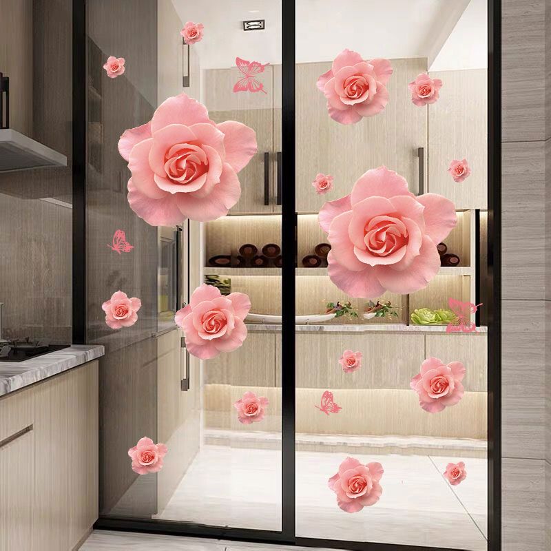 创意个性3d立体厨房阳台玻璃推拉门贴纸窗户贴画布置装饰品窗花贴