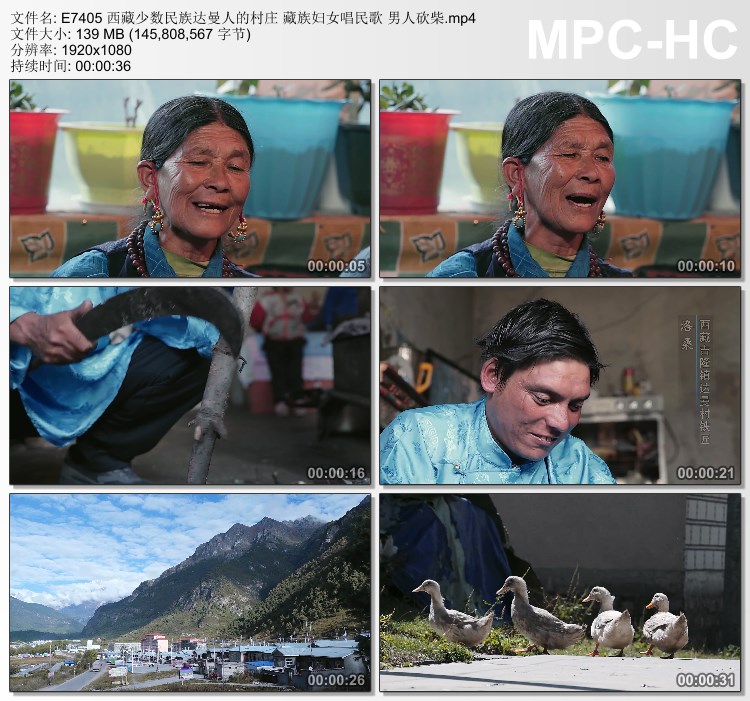 西藏民族达曼人的村庄藏族妇女唱民歌 男人砍柴 高清实拍视频素材