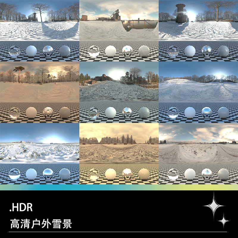 HDR高清360度户外冬季冬天雪地雪景日光场景环境背景贴图素材