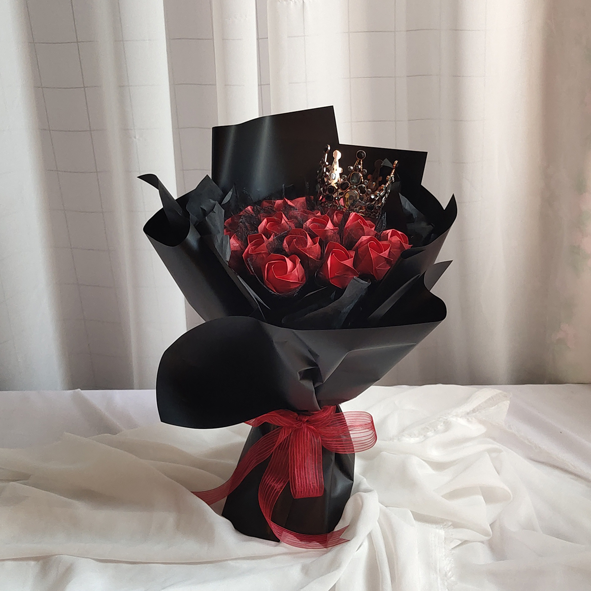 diy创意花束折纸玫瑰花束川崎玫瑰成品21朵情人节母亲节生日礼物