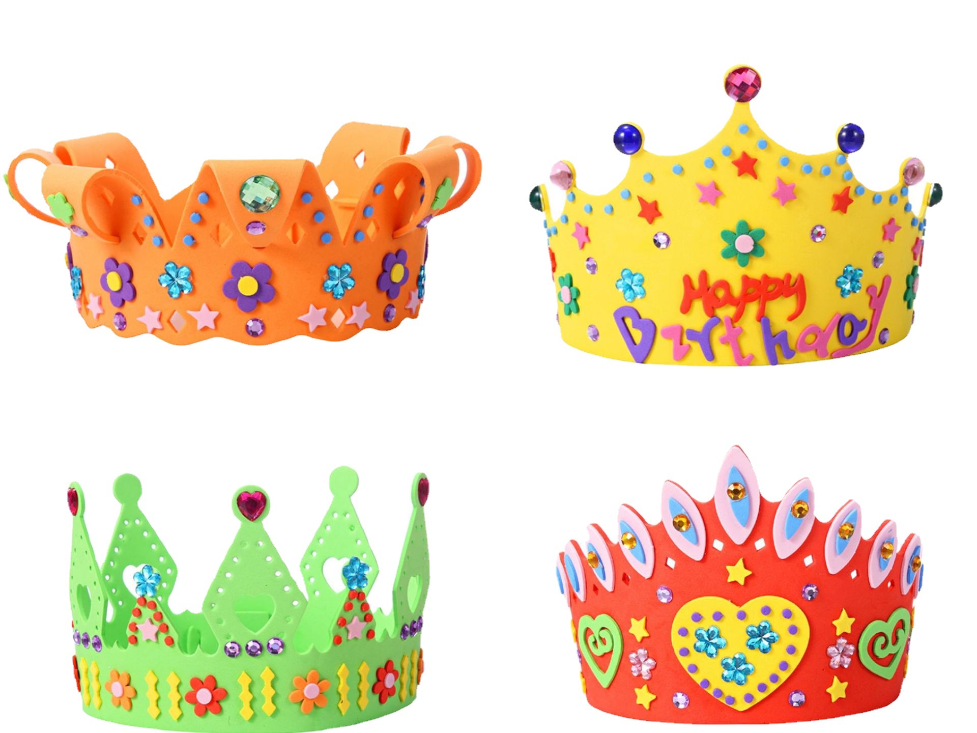 过家家玩具头冠带钻儿童EVA手工制作头冠生日帽皇冠贴画DIY材料包
