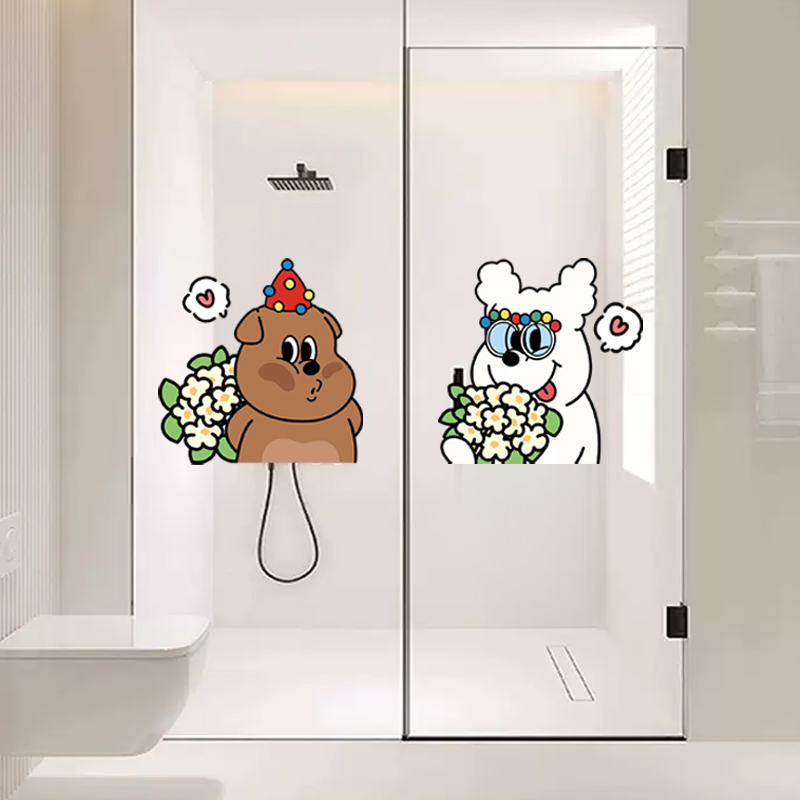 创意图案玻璃窗户贴浴室卫生间门贴纸卡通可爱贴画防水美化装饰贴