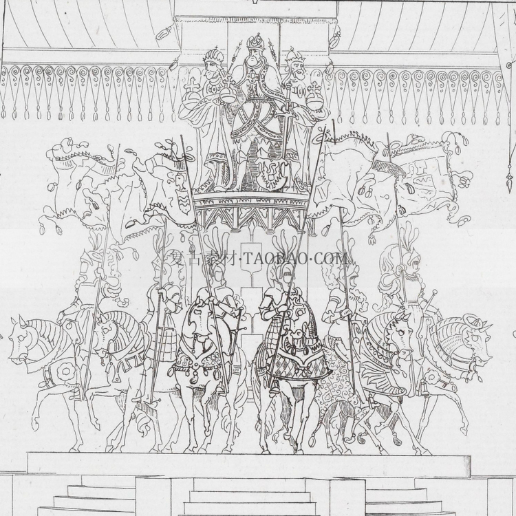 19世纪法国巴黎戏剧场景设计装饰品装饰物手绘线稿高清图片素材