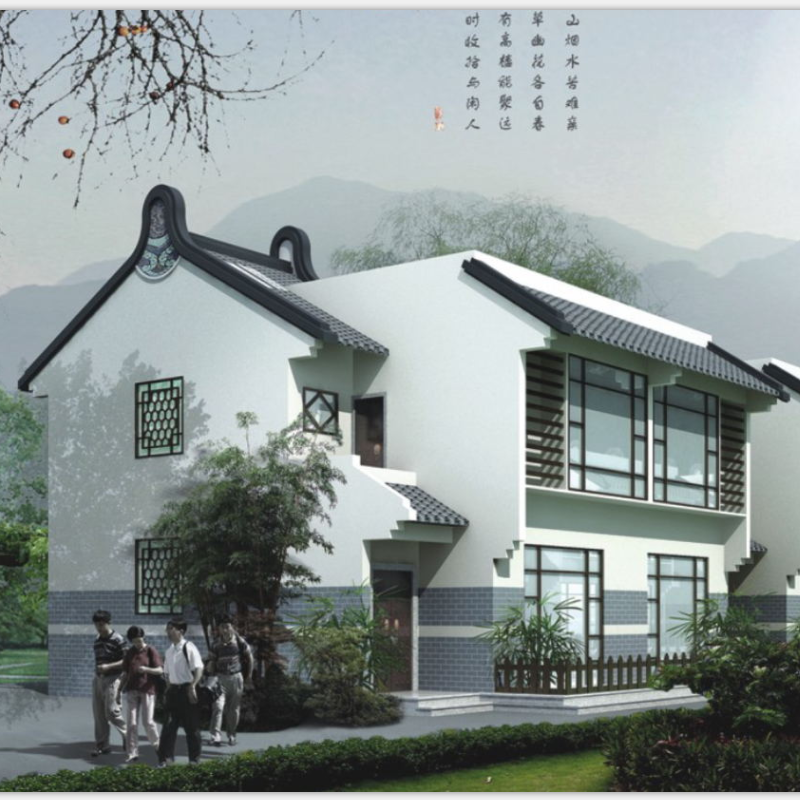 开间5.6进深11米57平中式双拼联排别墅设计图纸广东农村自建房屋