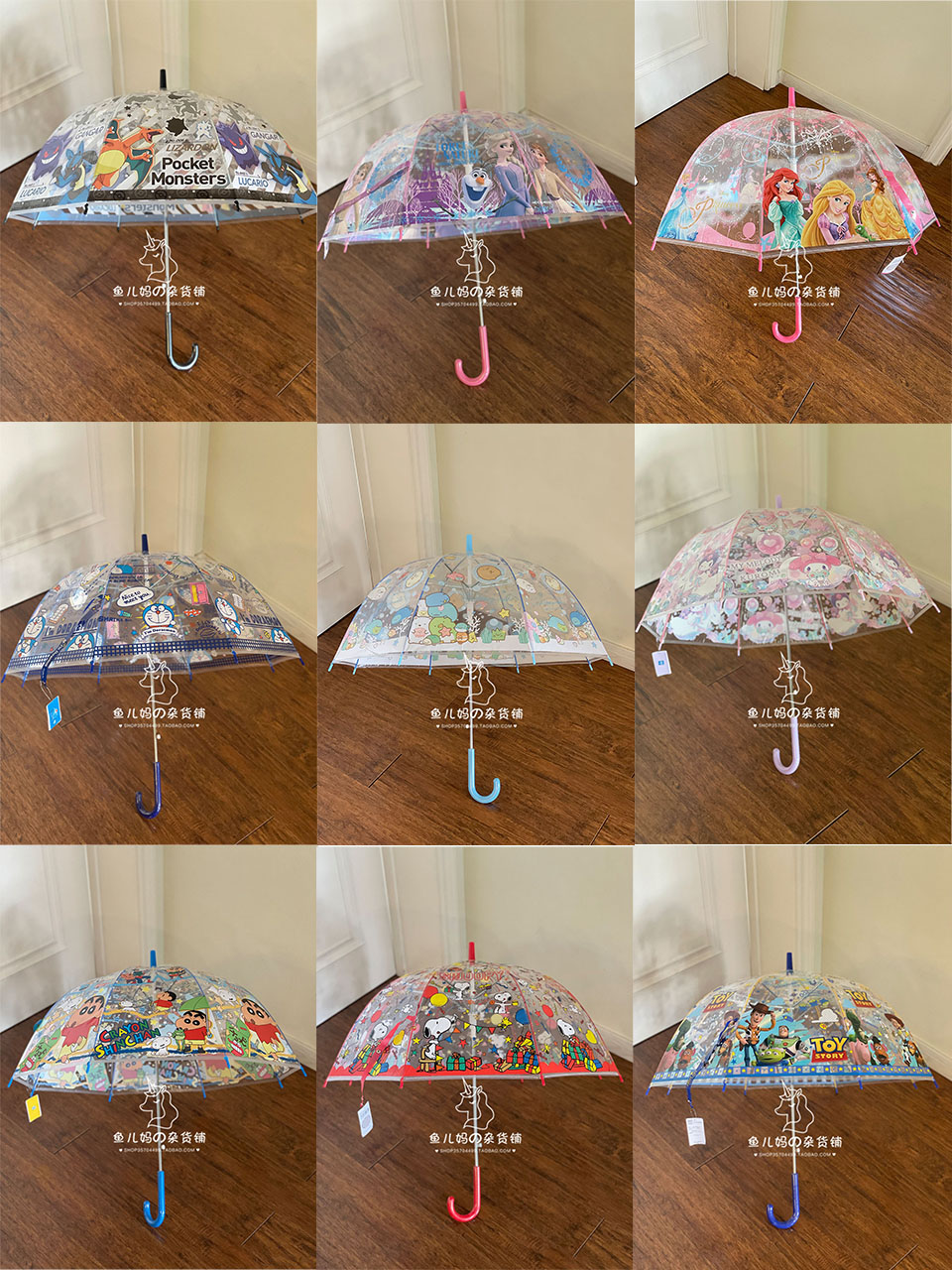 日本J's Planning儿童卡通皮卡丘迪士尼雨伞宝宝透明雨具长柄3岁+