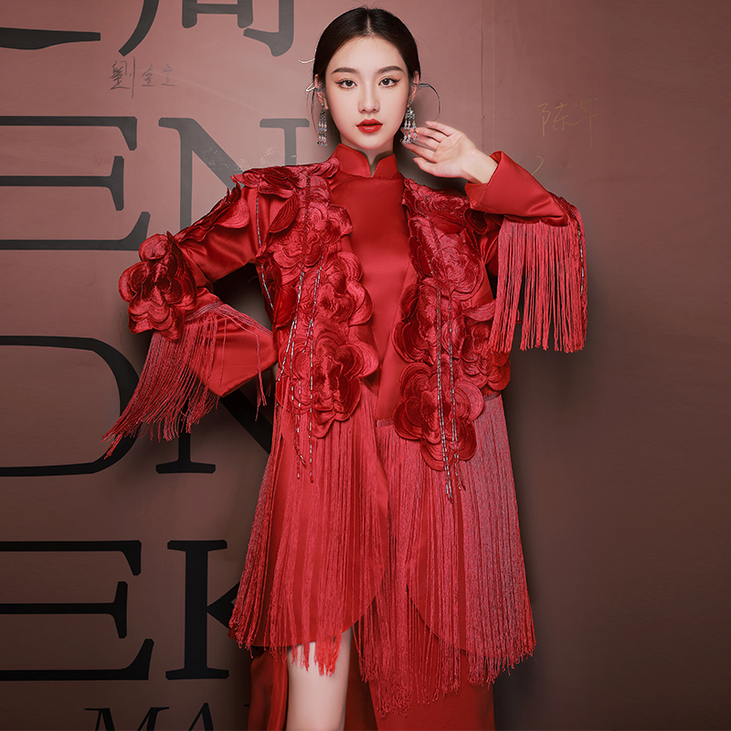 旗袍2023年新款中国风走秀演出主持人年会晚礼服女宴会气质高级感