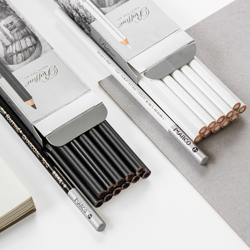推荐马可白炭笔高光笔白色素描铅笔速写绘画美术用品黑色专业软特