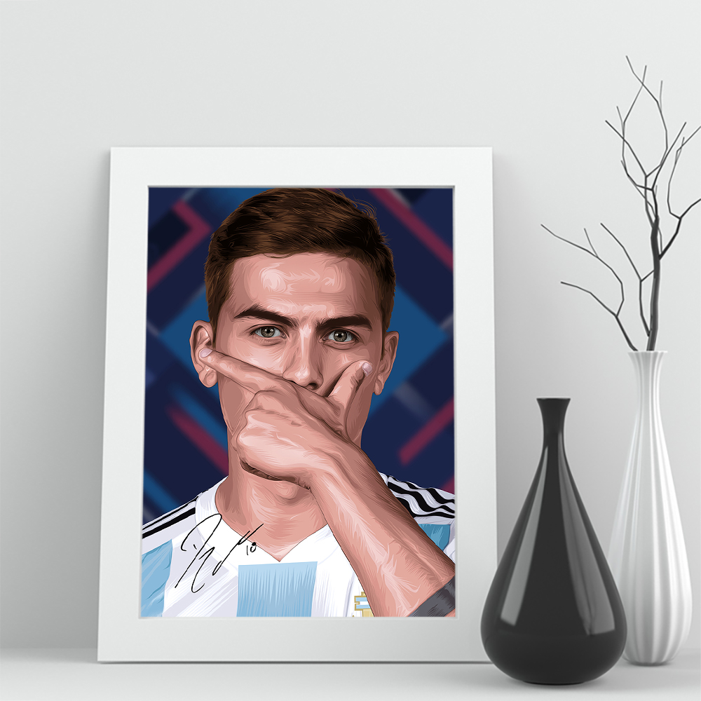 相框阿根廷迪巴拉世界杯照片迷实木足球装饰墙桌礼物周边挂签名