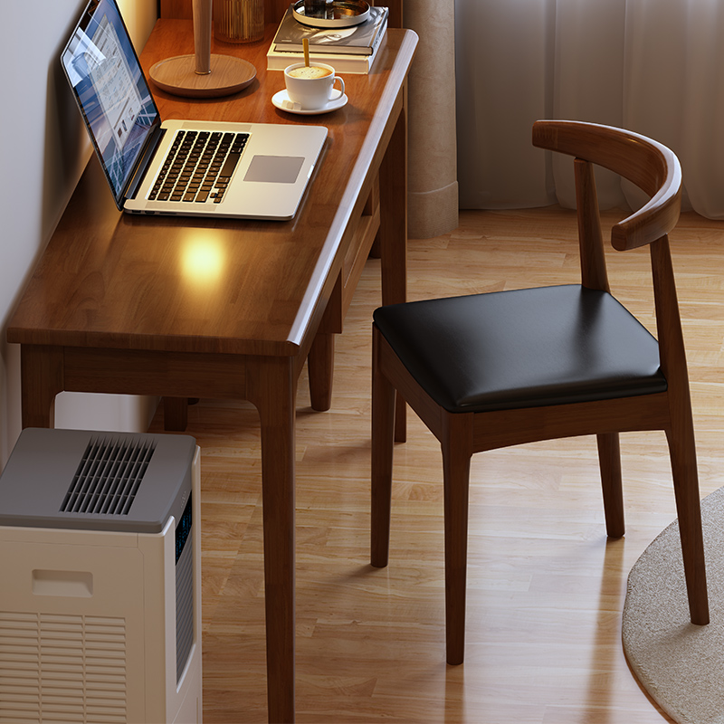 实木书桌宽40/45CM胡桃色长条办公桌简约现代家用中式电脑桌北欧