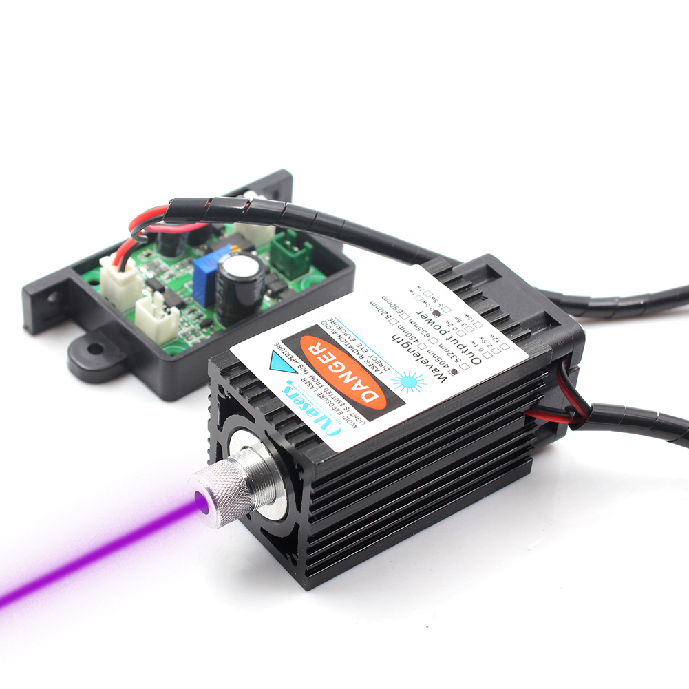 oxlasers 405nm 500mW蓝紫光激光器大功率DIY雕刻激光模组12V带TTL PWM可调焦3D打印机写字机器人用激光头