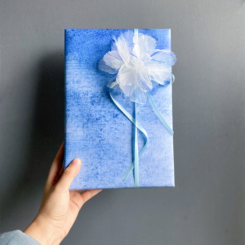 心底的温柔 渐变做旧蓝白调礼品礼物DIY 包装纸