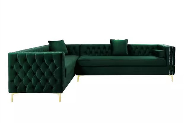 北欧轻奢L型转角组合别墅客厅沙发设计师创意时尚会客区墨绿沙发
