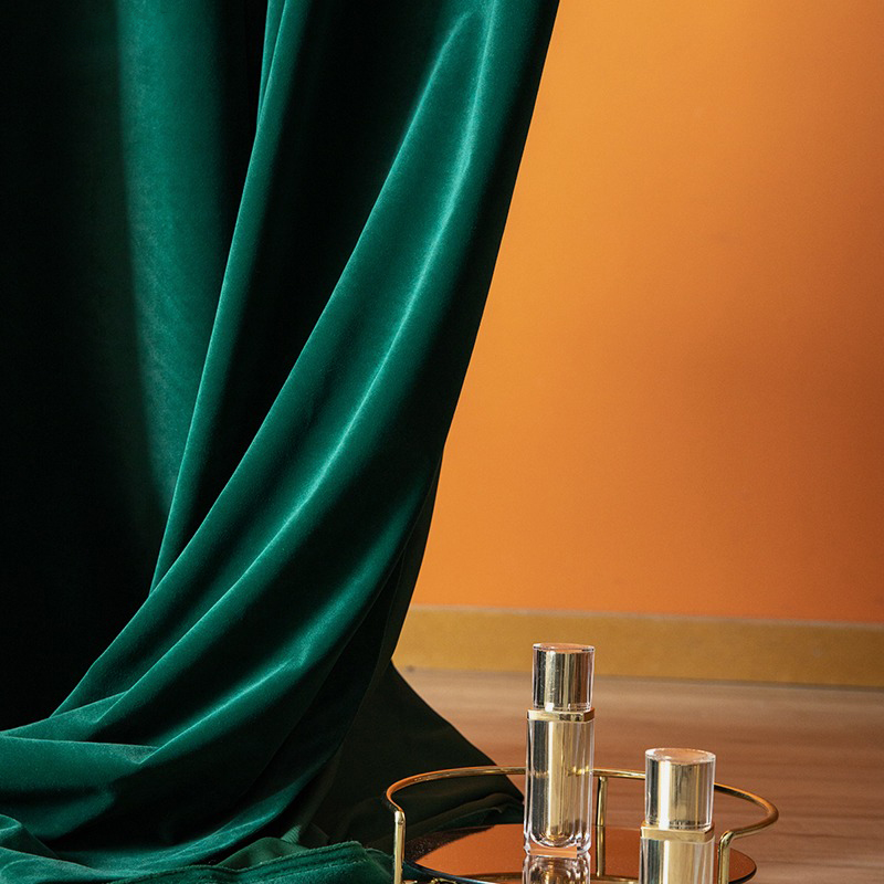 客厅定制感绿色成品法式遮光卧室北欧轻奢配色高级经典绒布窗帘墨