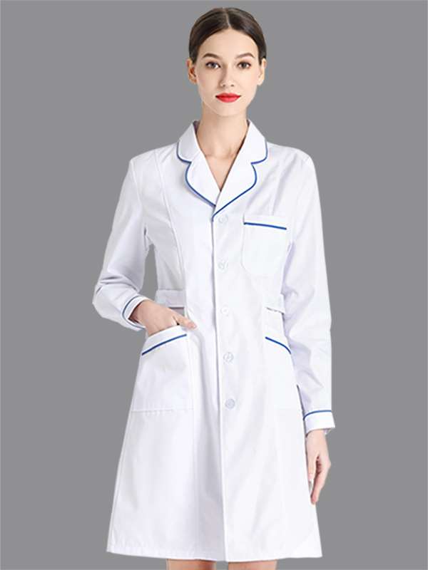 新款护士服加蓝边短袖女夏装上下圆长袖修身药店美容院卫校护理工