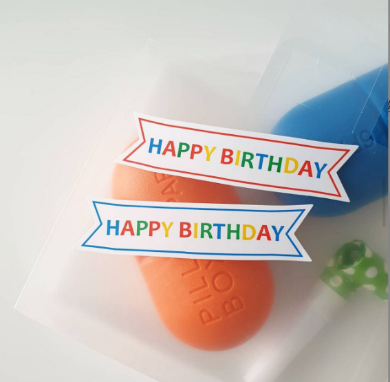 120枚生日快乐创意ins彩色蛋糕装饰happy birthday长条贴9.5*2.5