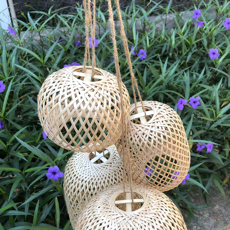 竹编灯笼手提古风拍摄道具中式精品手工编制作织麻绳竹子禅意灯笼