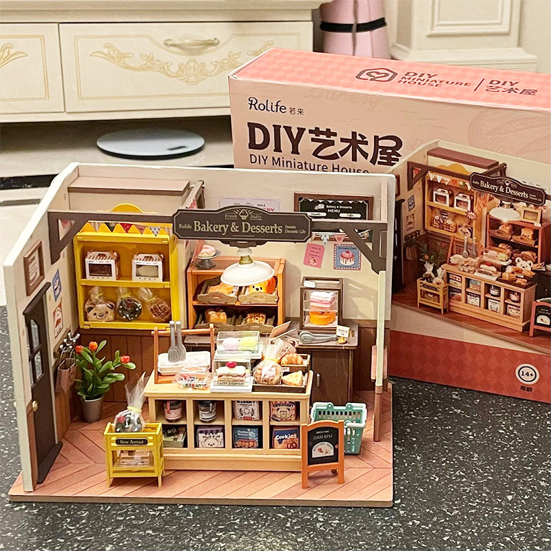 若来贝卡的面包店diy手工小屋房子模型别墅积木街景女孩礼物玩具