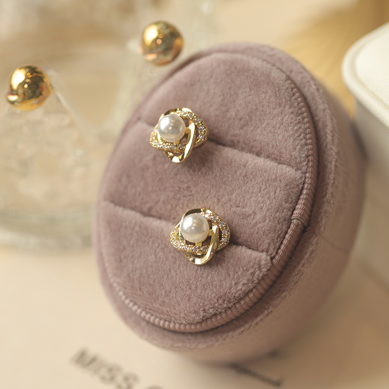 珍珠耳环女复古法式优雅玫瑰花朵耳饰韩国独特气质高级感小众耳钉