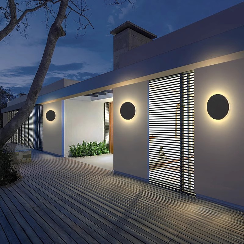 日食夜食圆形户外防水壁灯创意别墅庭院外墙花园楼梯阳台氛围墙灯