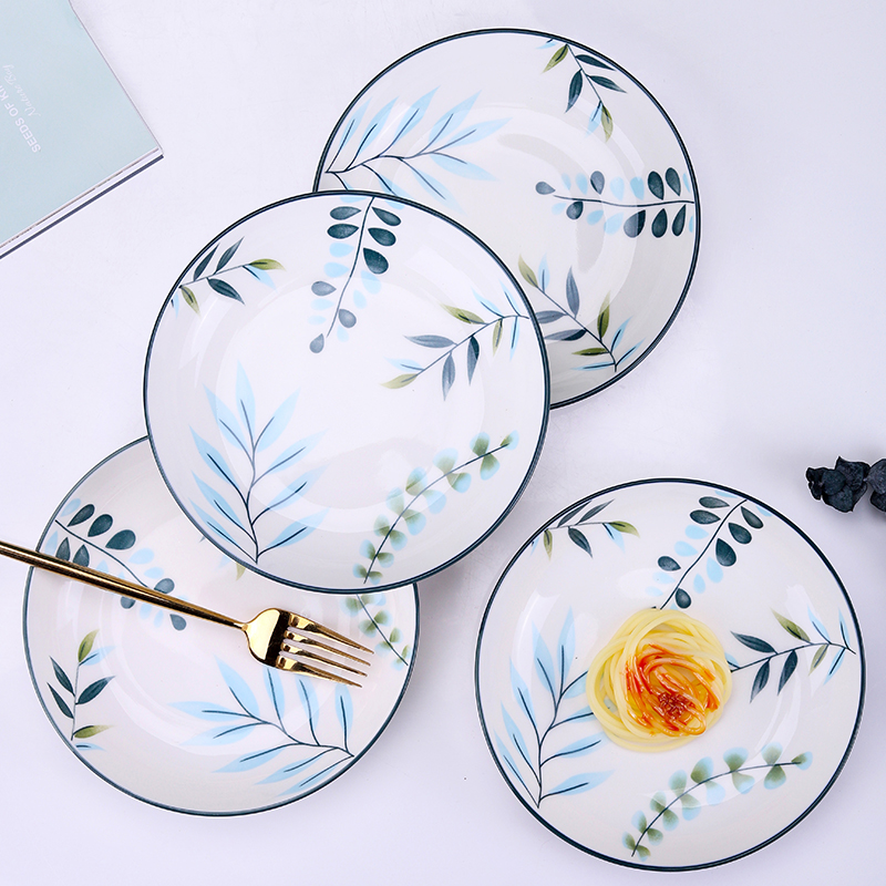 盘子创意菜盘网红家用套装炒菜盘组合陶瓷炒菜盘日式瓷10个装方形