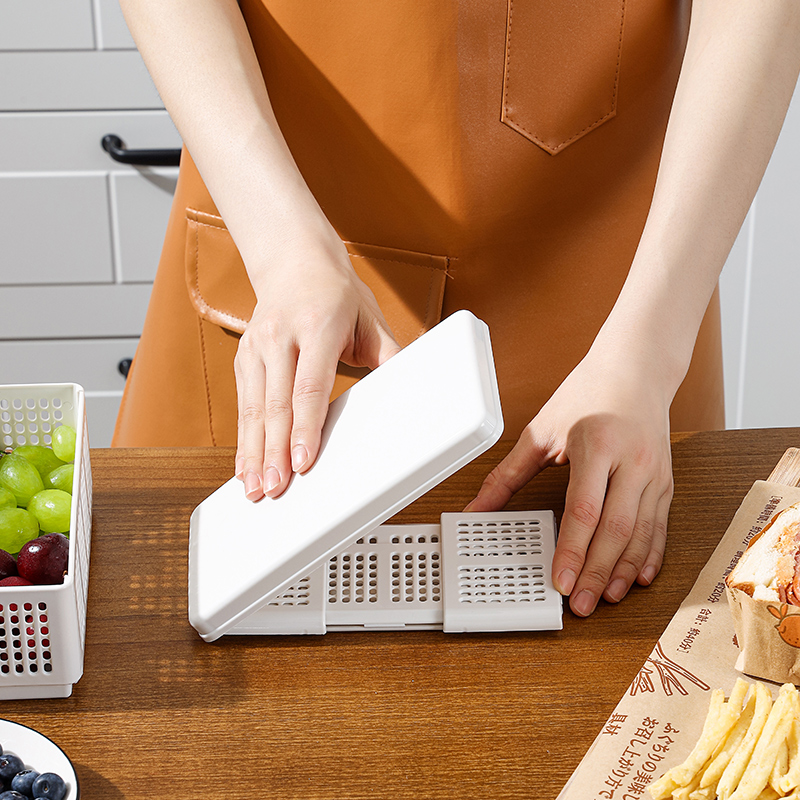 日式长方形镂空可折叠微波炉加热装水果盒子便携外出三明治收纳盒