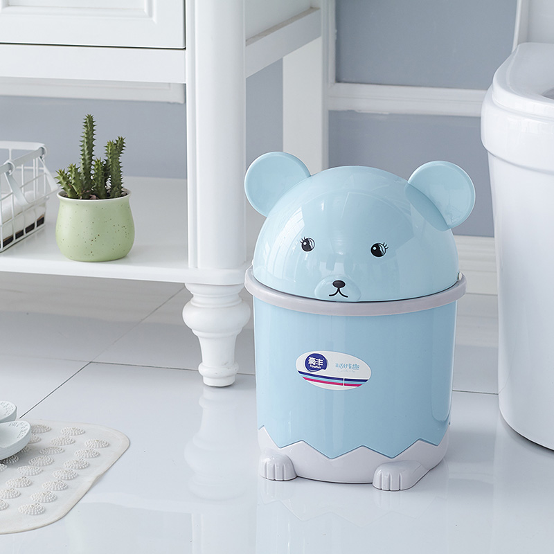 豪丰 卡通熊猫桌面垃圾桶 家用创意卫生间 可爱迷你翻盖小垃圾筒
